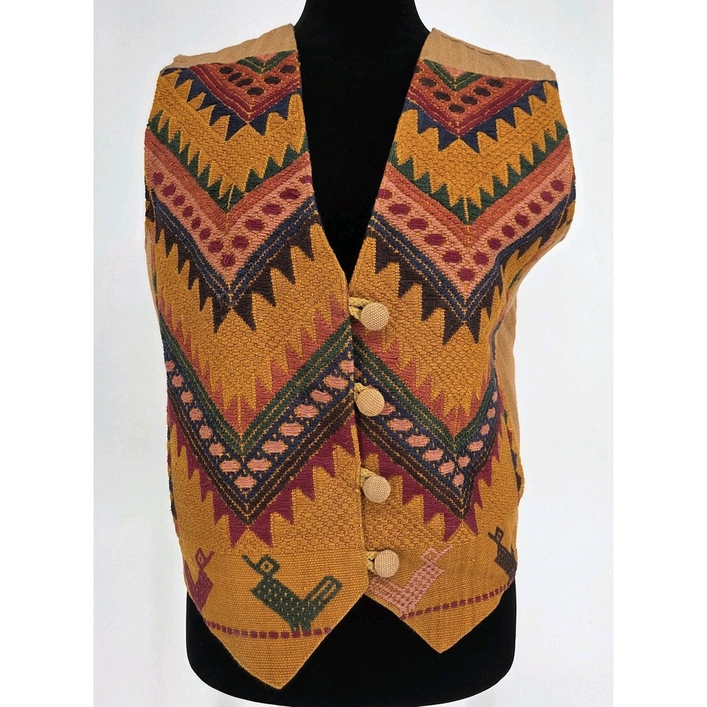 Vintage Catalina Tapestry Vest Womens  Southwestern‎ Boho Western USA Made